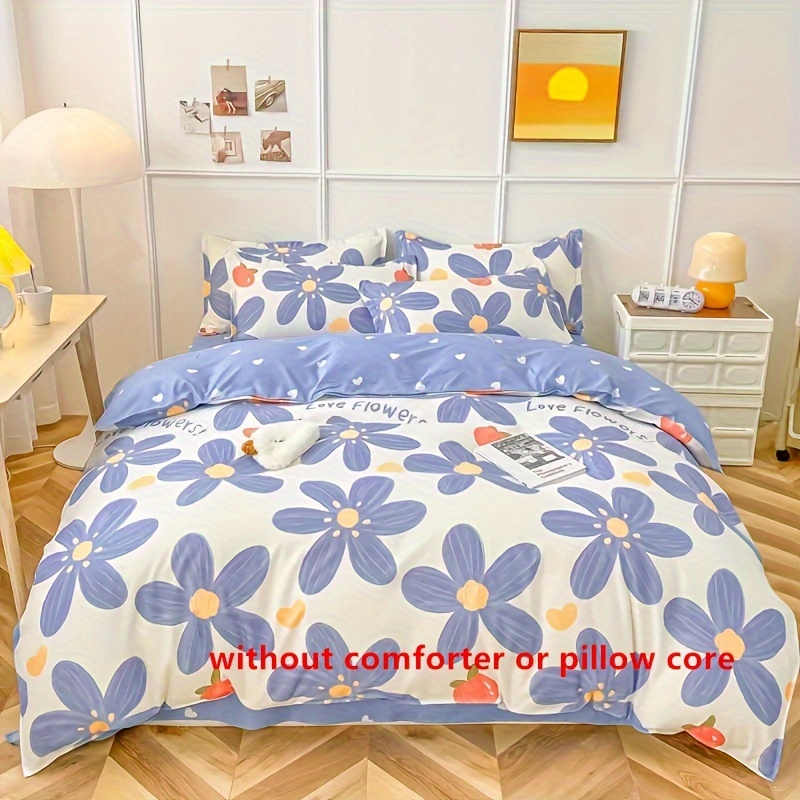 

3pcs Soft & Breathable Floral Print Duvet Cover Set - Includes 1 Duvet Cover And 2 Pillowcases, Skin-friendly Polyester, Bedroom, , Or Dorm Decor