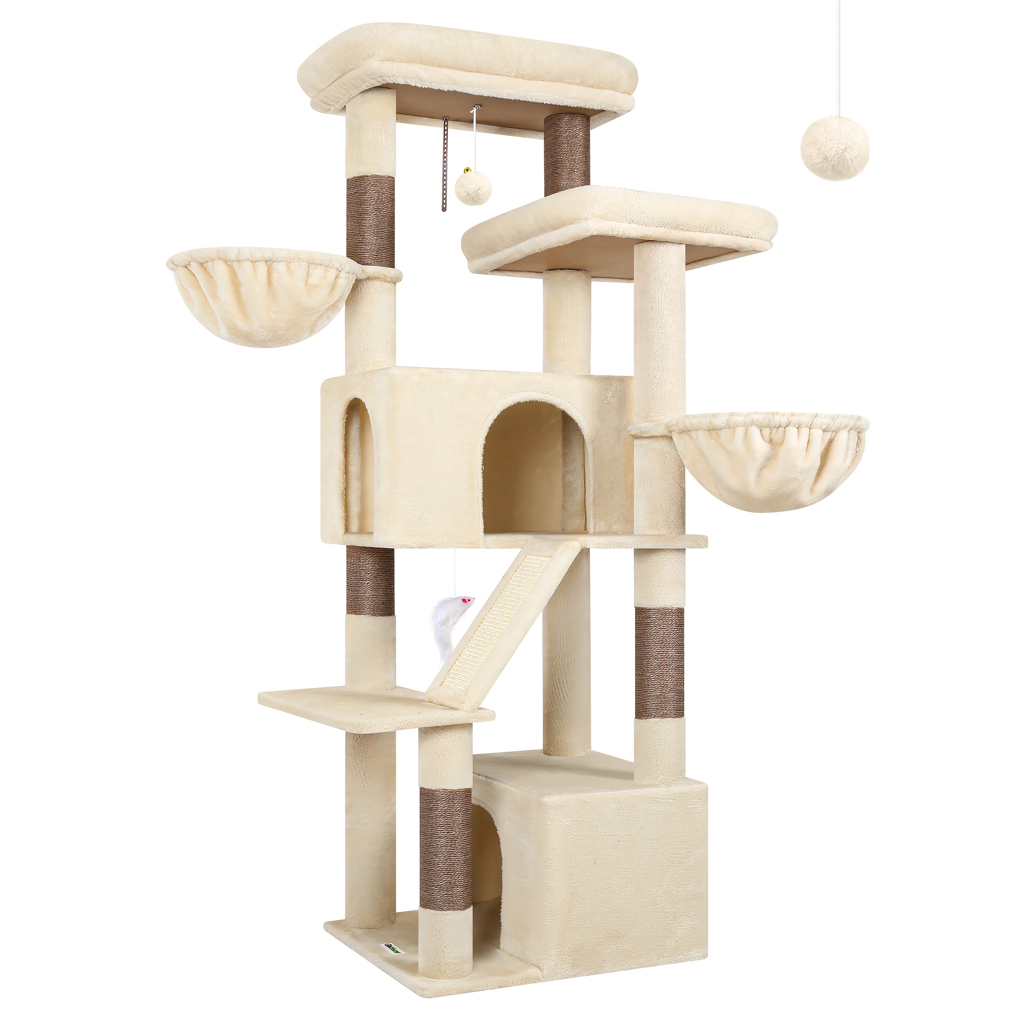 TEMU Sturdy Cat Tree, 69-inch Large Cat Tower For Indoor Adult Cats 20 Lbs Heavy Duty Cat Tree For With Large Platform, 5 Scratching Posts, Sisal