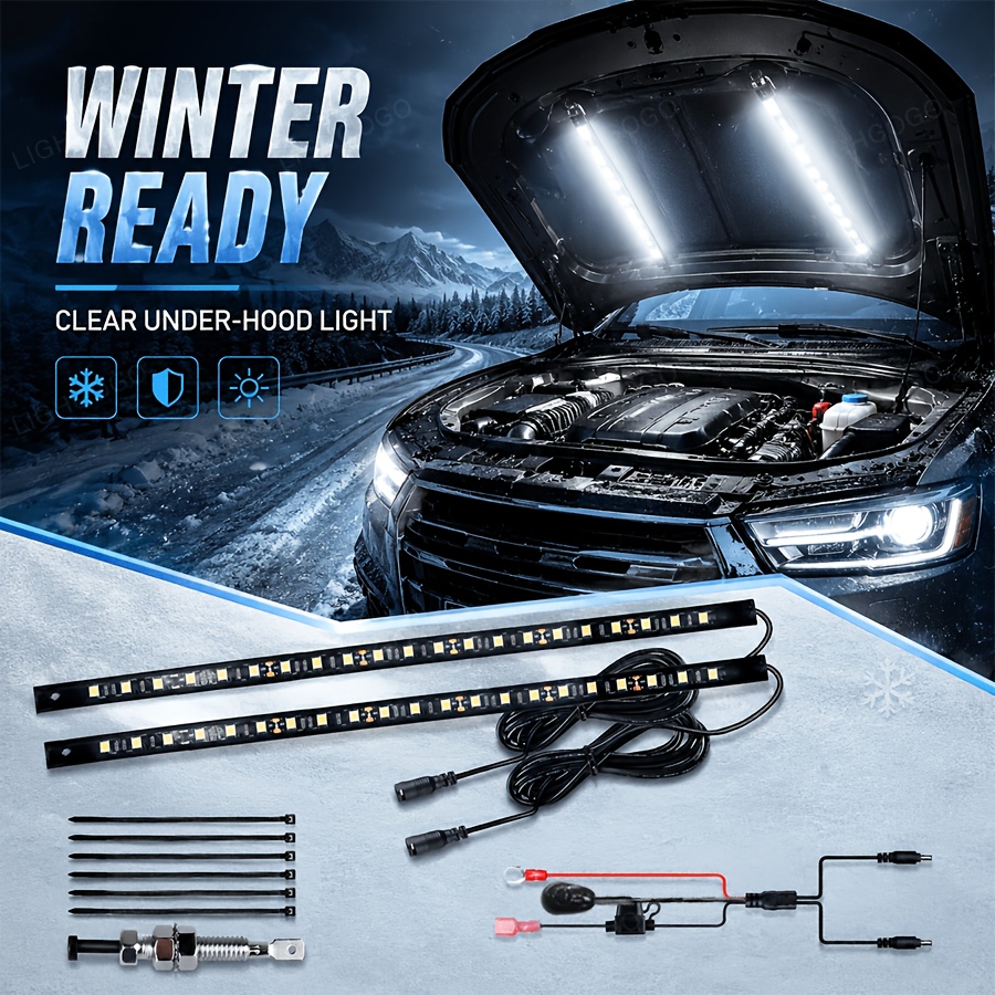 TEMU 15. Auto Sensing Hood Light Strip Off 2 In 1 Engine Work And Inspection Lamp Universal Car Maintenance Helper, Without Battery