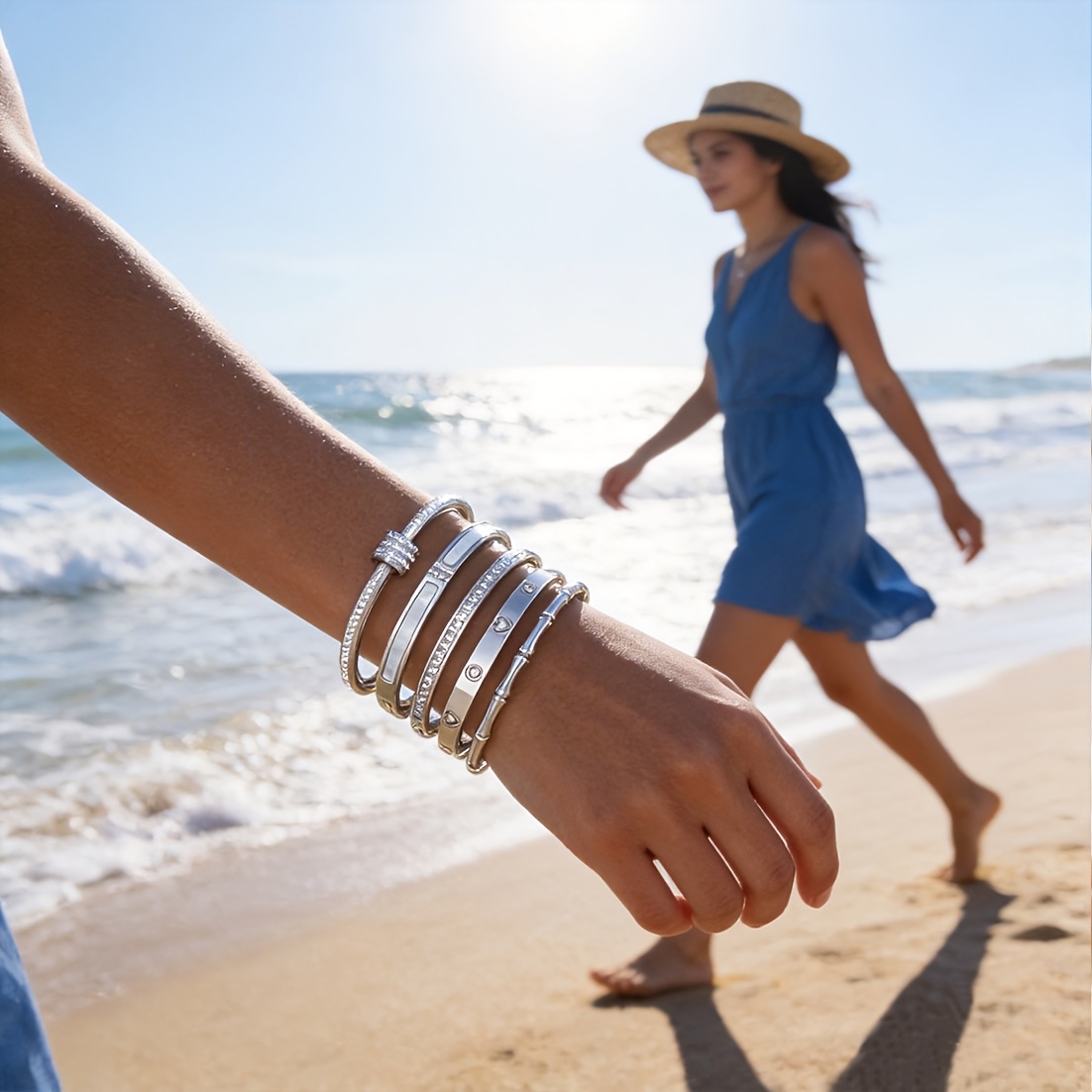 3pcs Simple Stainless Steel Bangle Jewelry Set for Women