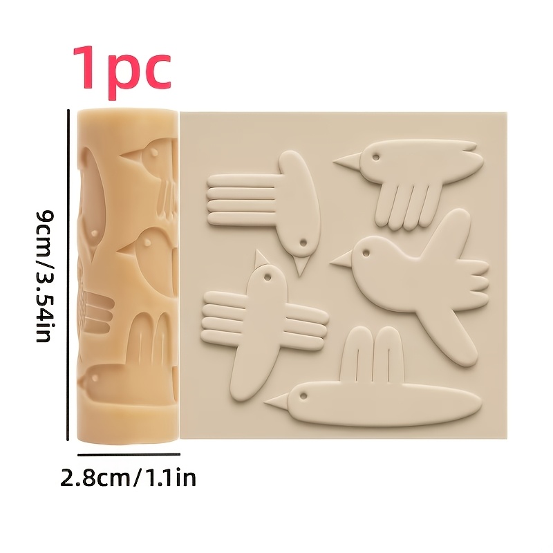 TEMU 1pc Abstract Peace Texture Embossing Roller - Abstract Peace Texture Tool, Suitable For Cup Coasters, Ceramic, Pottery, Sculpture, Weaving,