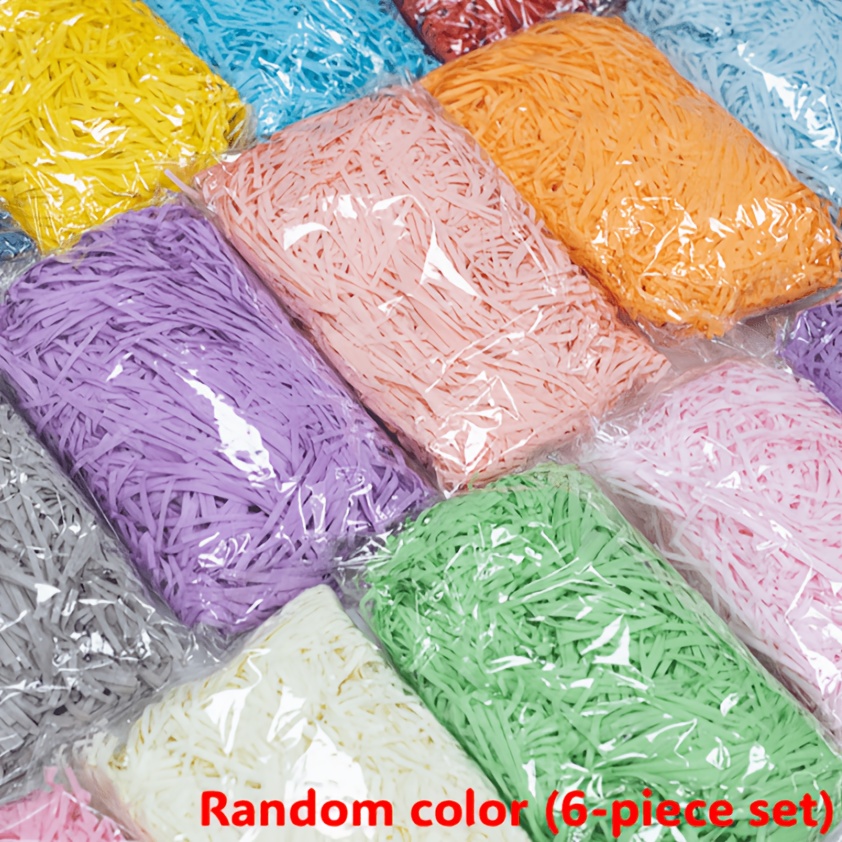 TEMU 6pcs Aléatoires 120G Raffia Coloré Matériau d'Emballage Boîte Cadeau Garniture, Garniture de Sac à Main Boîte Cadeau Matériau d'Amortissement,