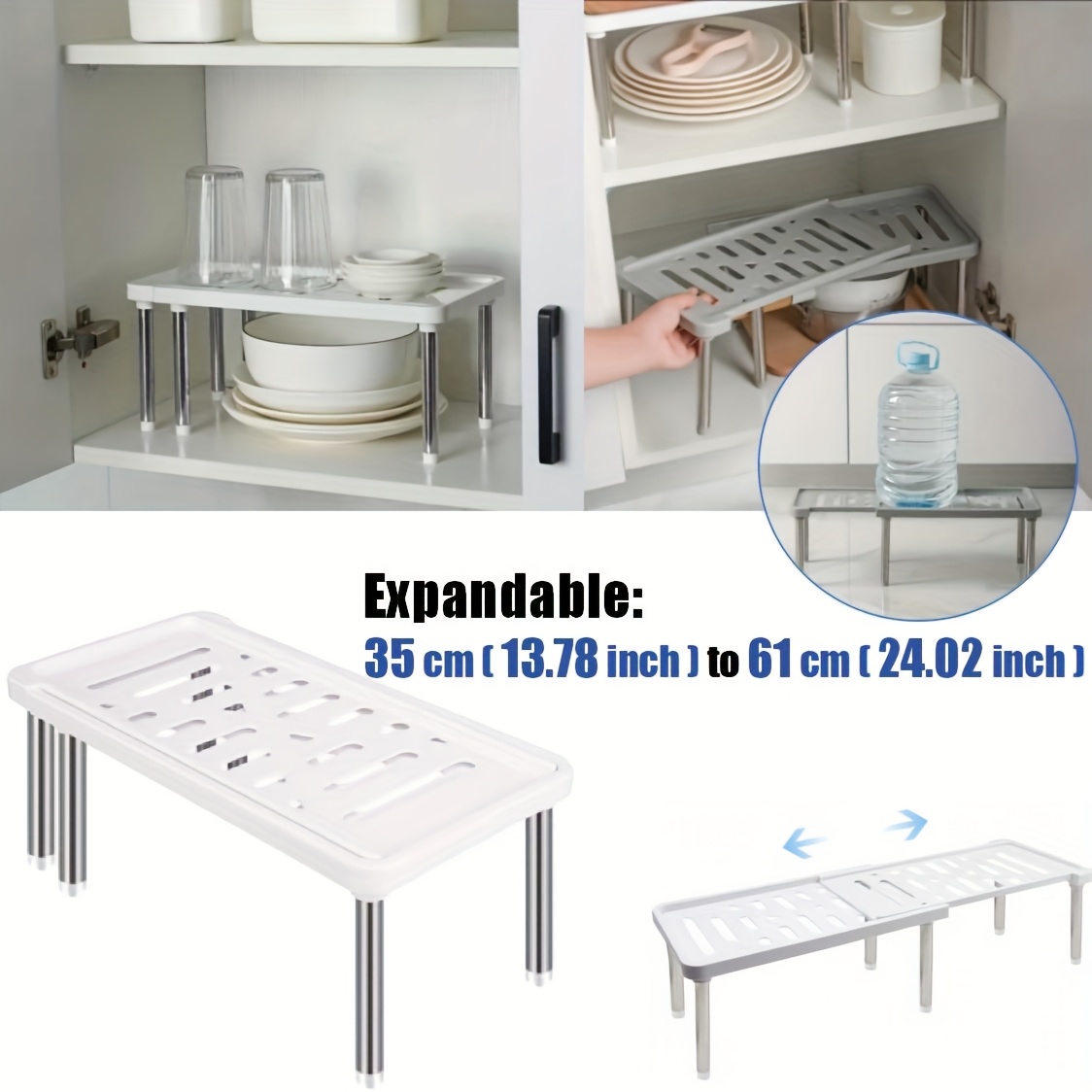 TEMU High-quality Adjustable Kitchen Cabinet Organizer Shelf, Spice Rack, Bathroom Storage Caddy Shelves, Space-saving Toilet Rack, And Kitchen