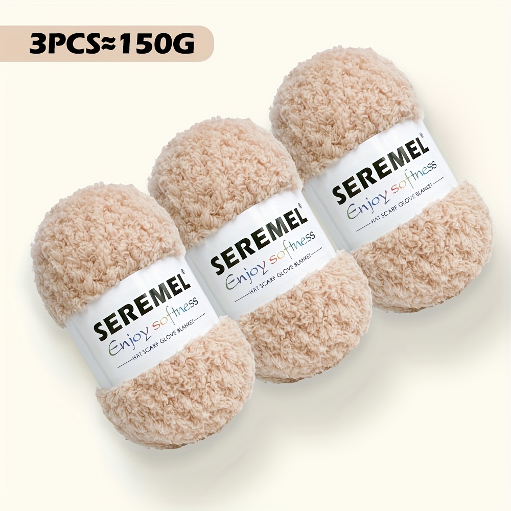 Image of 150g Coral Fleece Knitted Three-piece Set - Soft Yarn, Options For Crochet Diy Materials: Scarf, Blanket, Hat & Carpet Doll Making