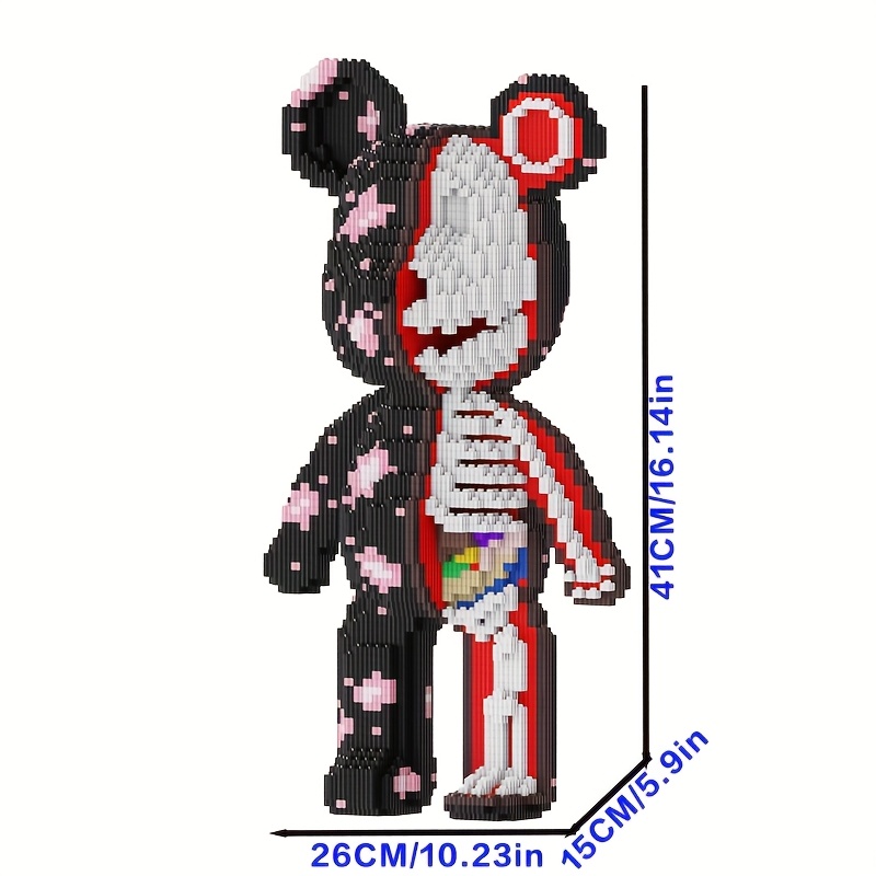 7142pcs Skull Bear Building Blocks DIY 3D Puzzle, Creative Cartoon Desktop Decoration for Adults - Fun Halloween & Christmas Birthday Gift