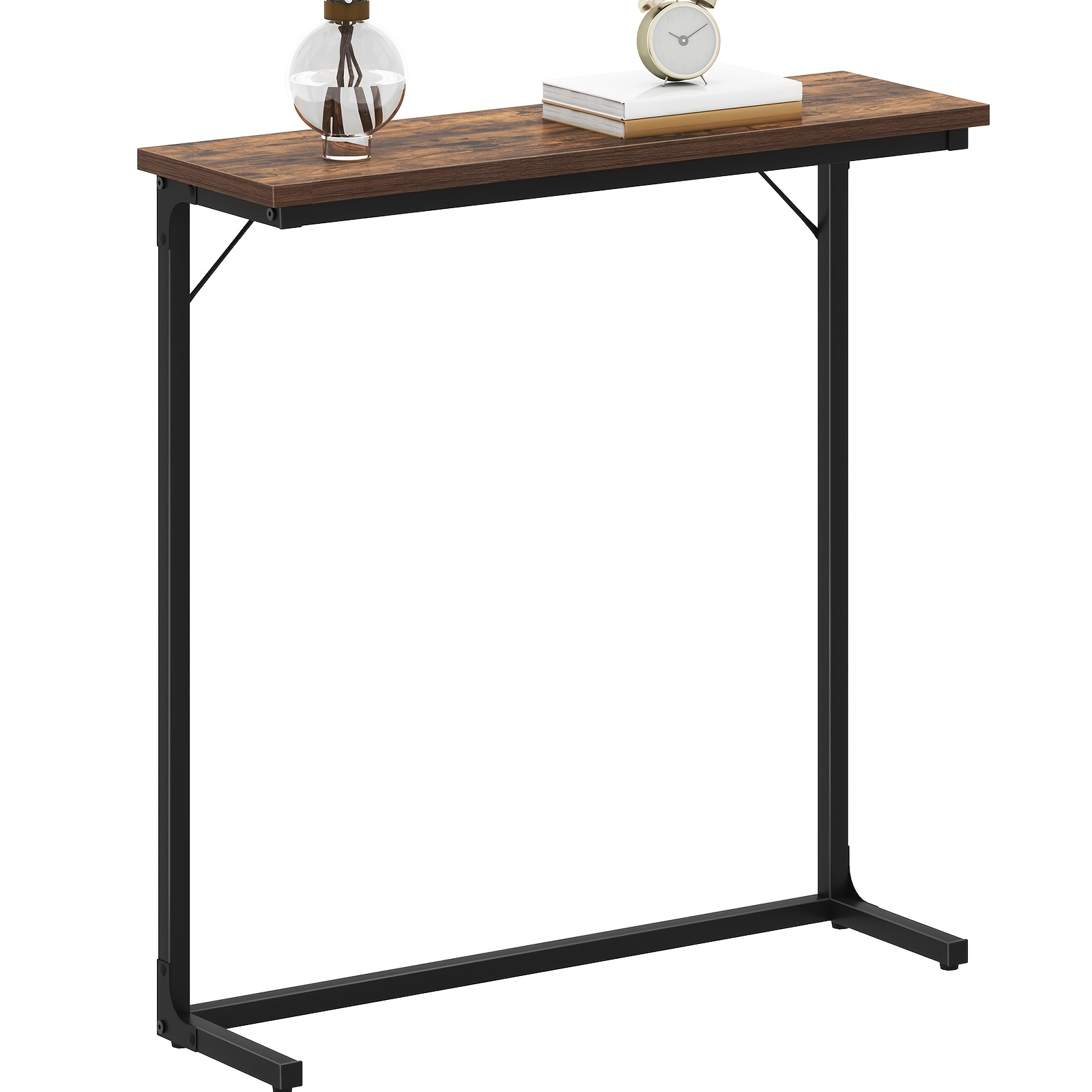 TEMU Console, table de canapé étroite, table d'entrée, table d'appoint, industrielle, facile, pour salon, entrée, 24 X 80 X 80 Cm, rustique et noir