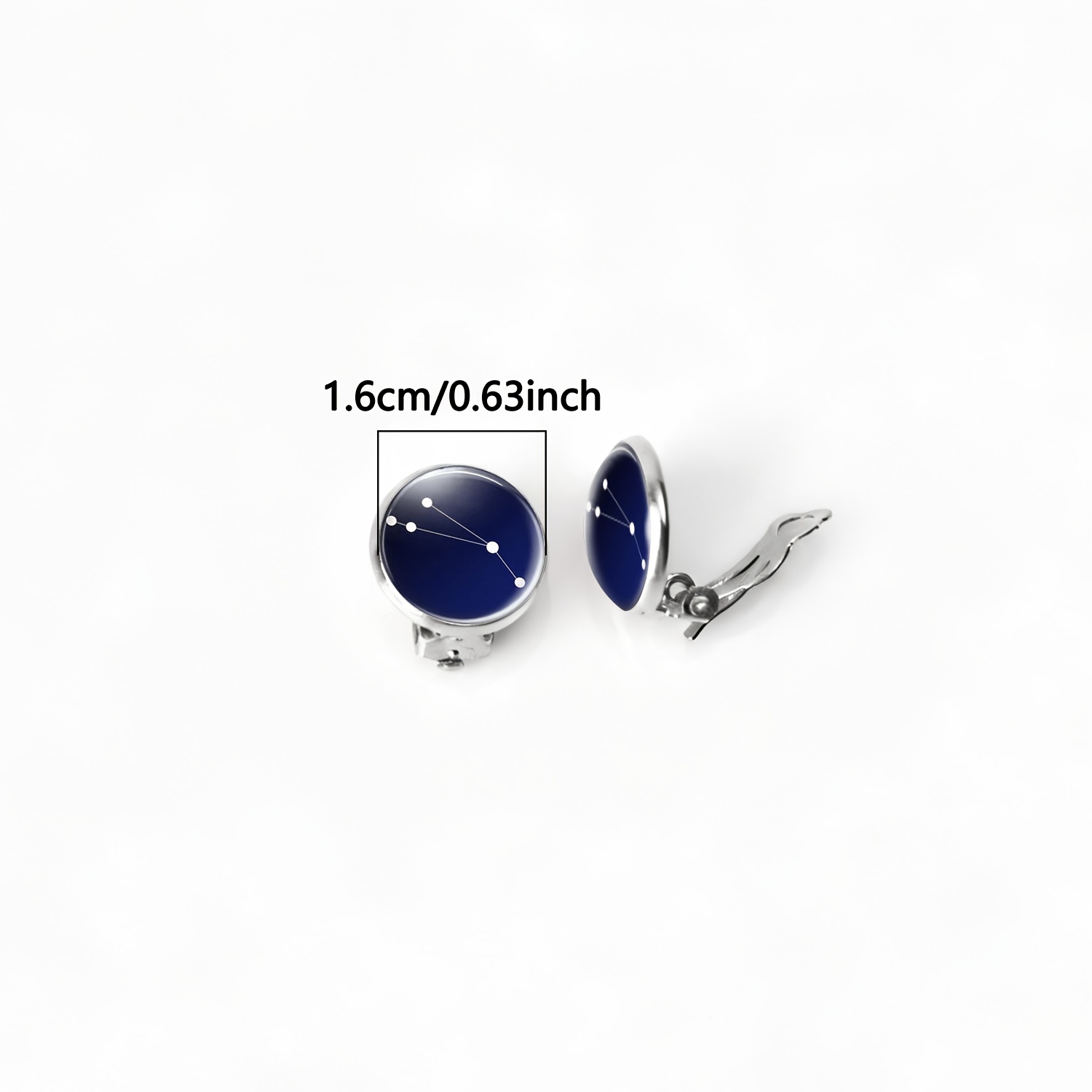 2pc No-Piercing Round Glass Earrings Set, Modern Dot Design
