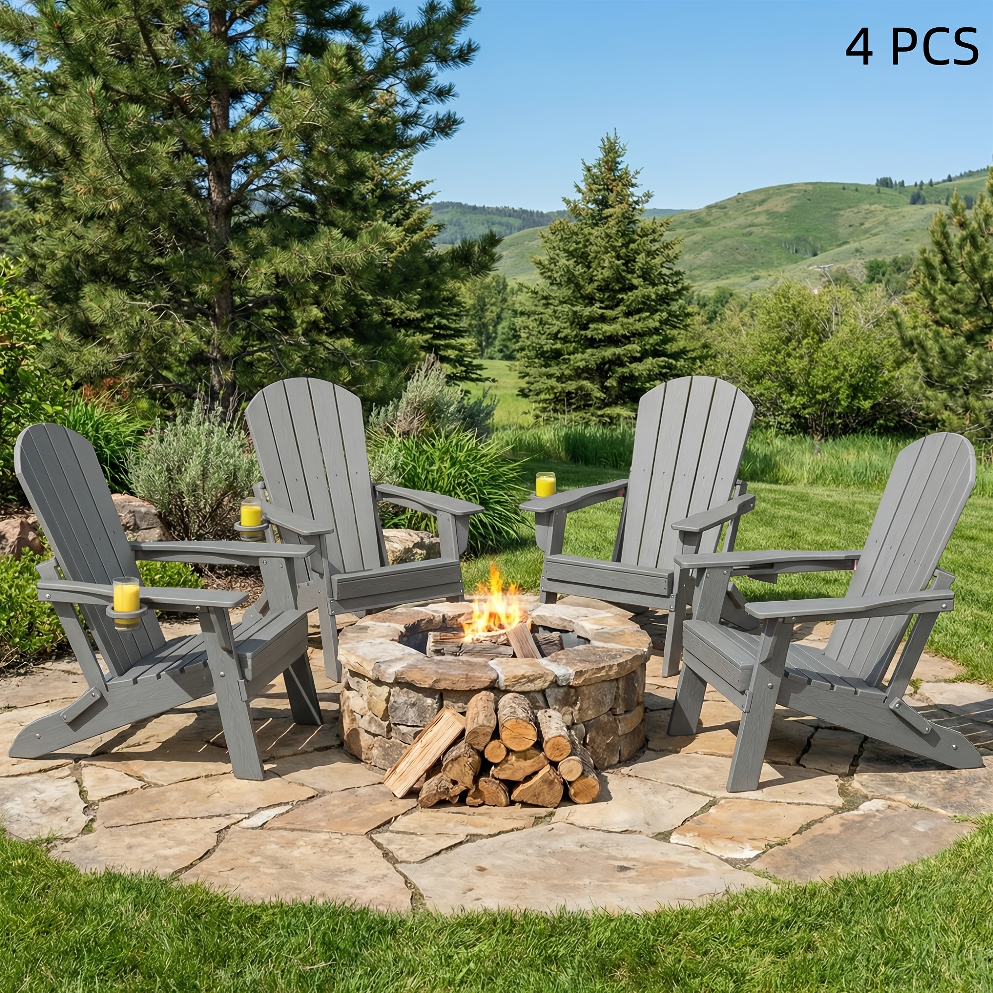 hdpe folding adirondack chair 4pack 6pack weather fire pit - Temu