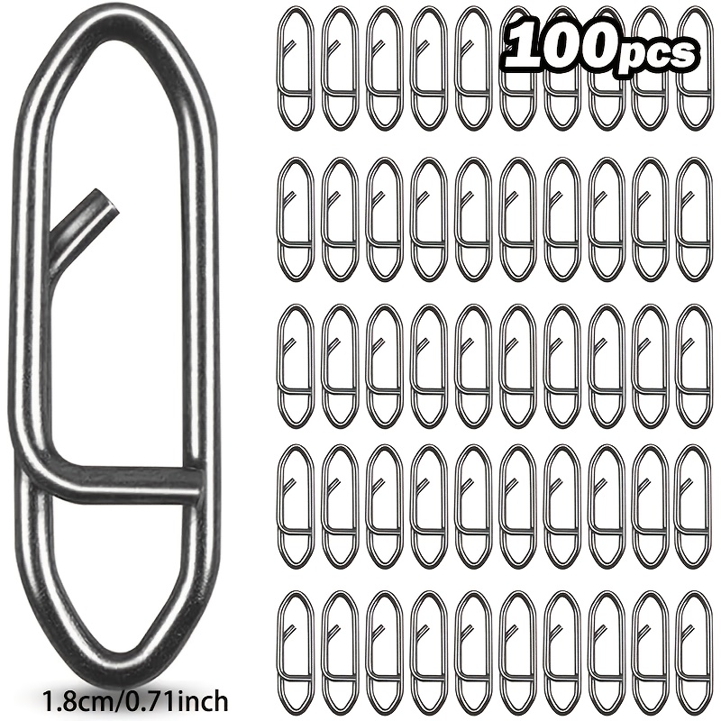 TEMU Hqzoomee 100pcs Fishing Snaps Power Clips, Stainless Steel For Fishing Lure Quick Change, Crankbait Popper Lures Connector Tackle