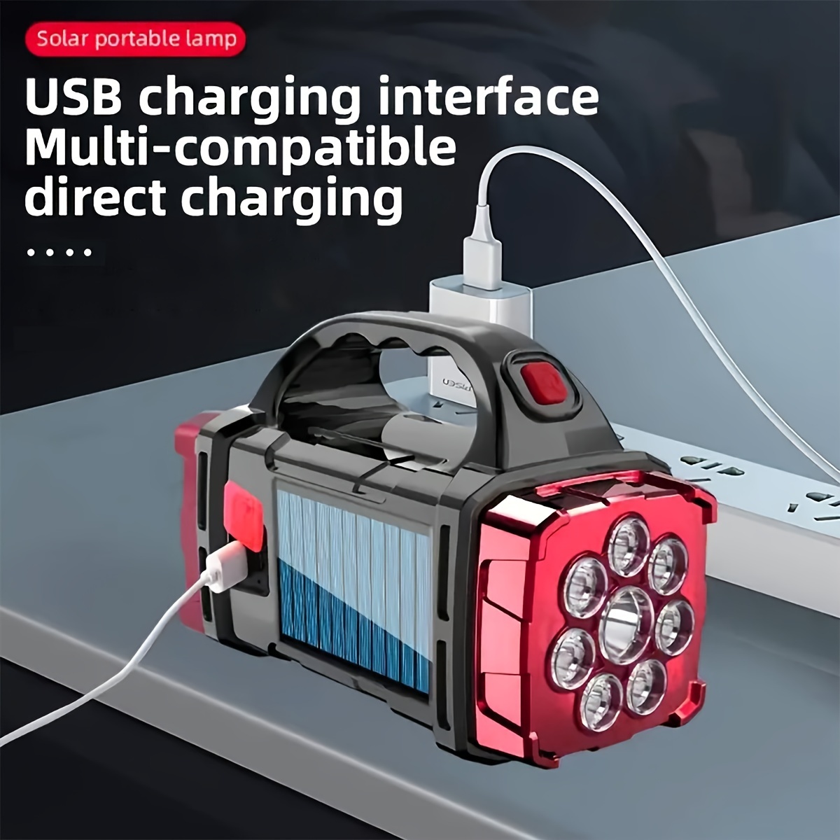 1pc multifunctional solar usb camping spotlight cob led 350 500 polished pc material with solar battery for camping fishing road emergencies gift suitable details 6