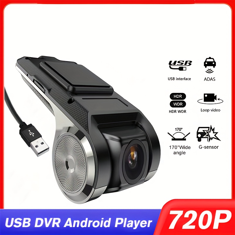 hd 720p usb dash camera with   driving assistance for   navigation systems dual lens wide angle   loop recording   no battery required