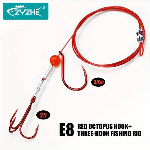 1pc fishing rigs with 7x7 strands rubber coated steel wire sharp hook and treble hooks live rigs ideal for catfish tuna