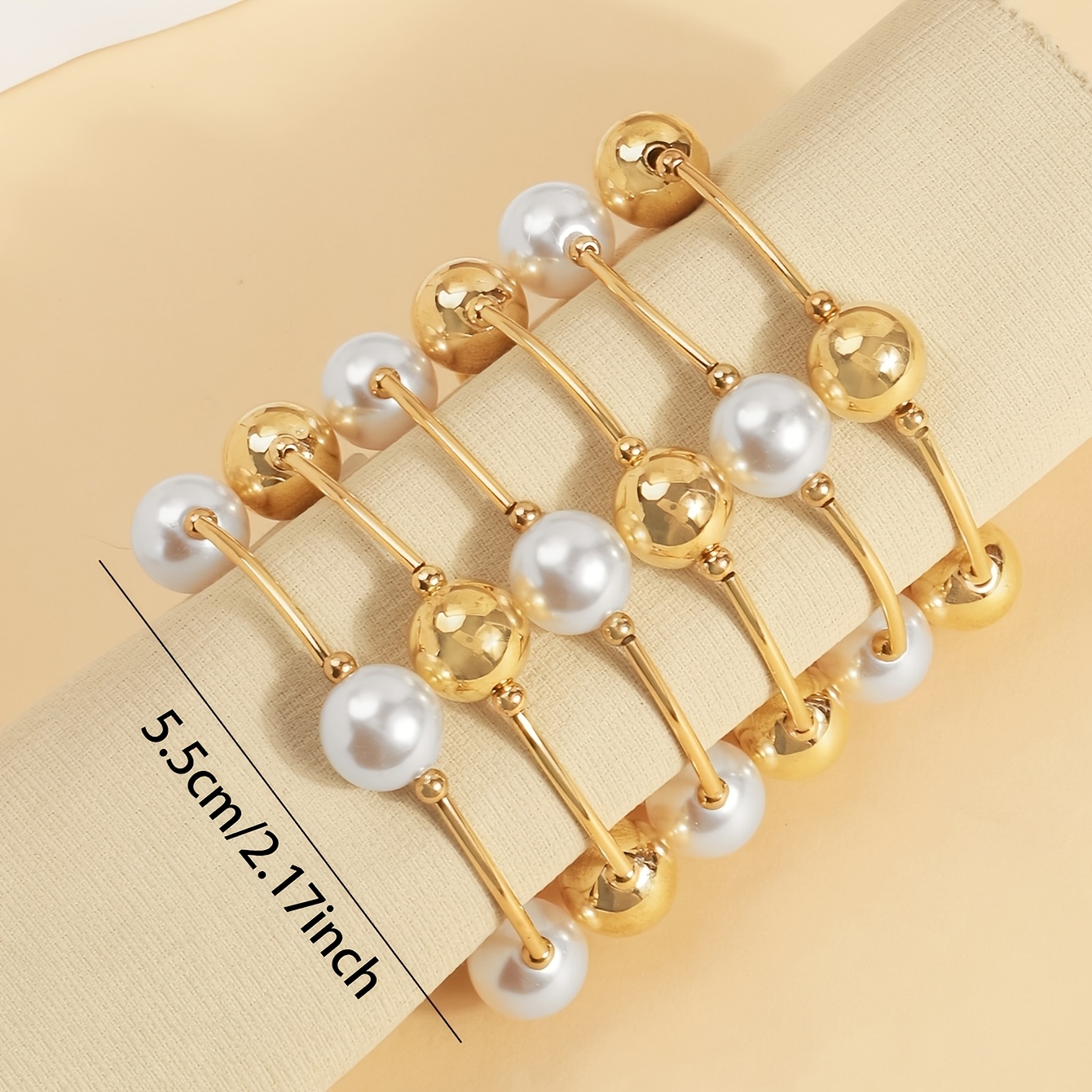 Stylish Multi-Piece Stackable ABS Stretch Cord Bracelets