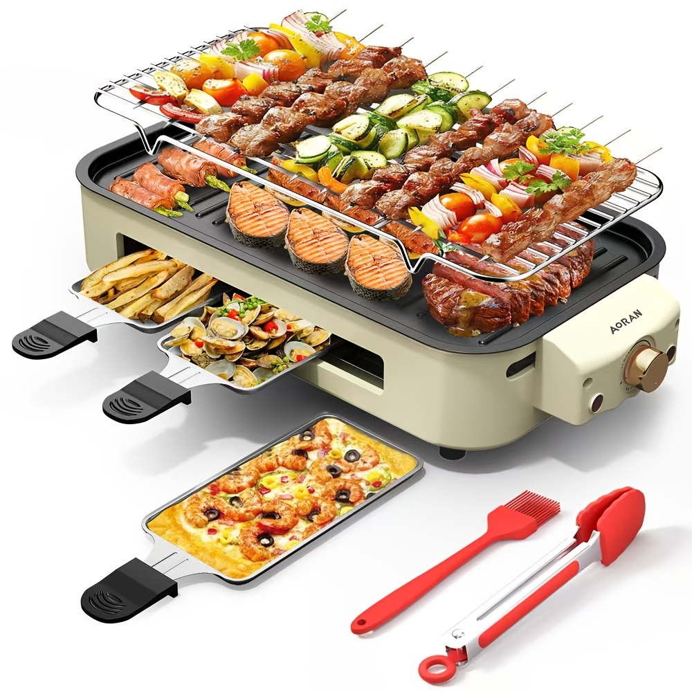 small kitchen appliances   with a grilling rack temperature control for kitchen use 1500w electric barbecue grill home meat grilling machine skewers multi functional electric grill pot electric grill tray     for gifts
