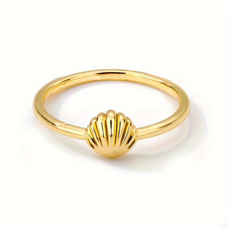 A Minimalist Stainless Steel Seashell Ring With Summer , Suitable For Beach Vacations