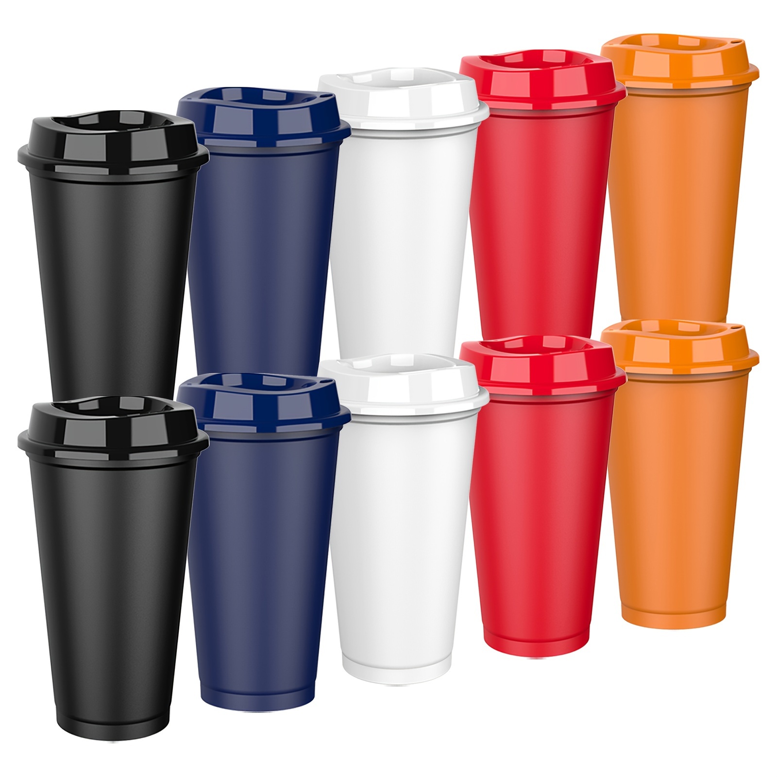 

Reusable Travel Mug Set: 10 Pieces Of Spill-resistant Pp Cups, Perfect For Weddings, Water, Juice, Soda, And Coffee - Microwave, Freezer, And Dishwasher Safe