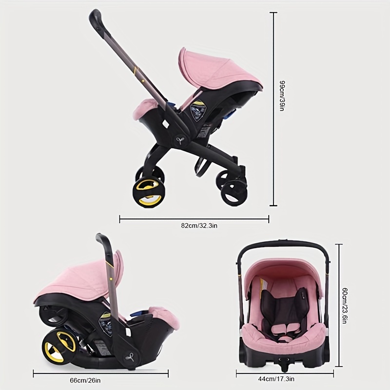 4 in 1 baby stroller adjustable pushchair with canopy compact foldable infant carriage 39 inch height 23 6 inch depth 17 3 inch width comfortable pram for travel and outdoor use details 0