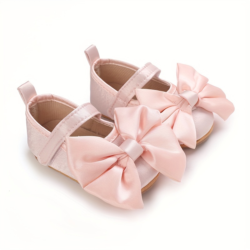 Image of Baby Bow Princess Party Shoes Newborn Soft Sole Anti-slip Walking Shoes