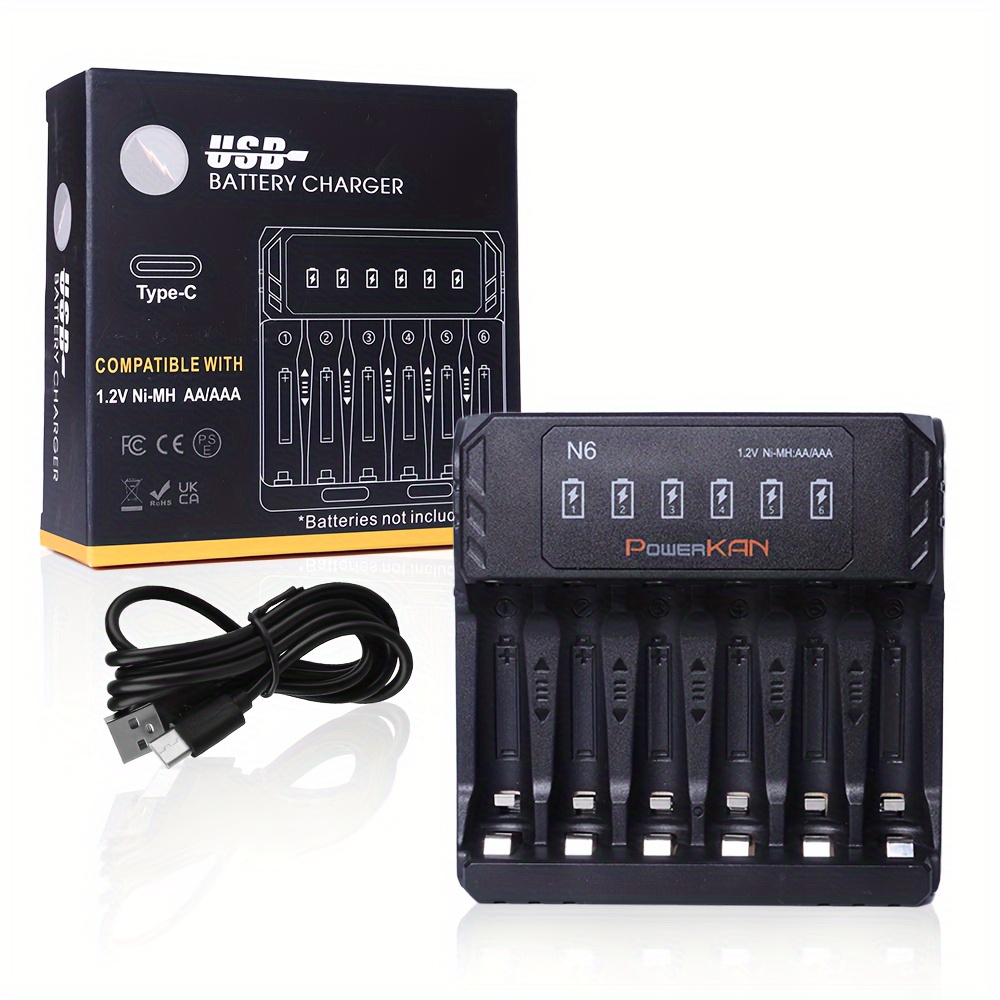 TEMU Powerkan 6-slot For Aa And Aaa Batteries