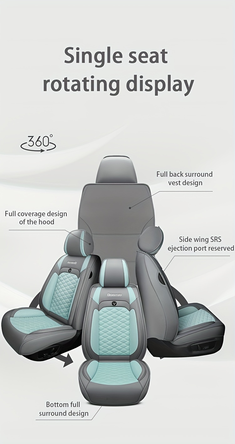 for beige gray quilted car seat cover cartoon design full coverage leather mesh fabric 1 seat five seat option stylish comfortable car seat protector quilted design luxury fee Product details 7
