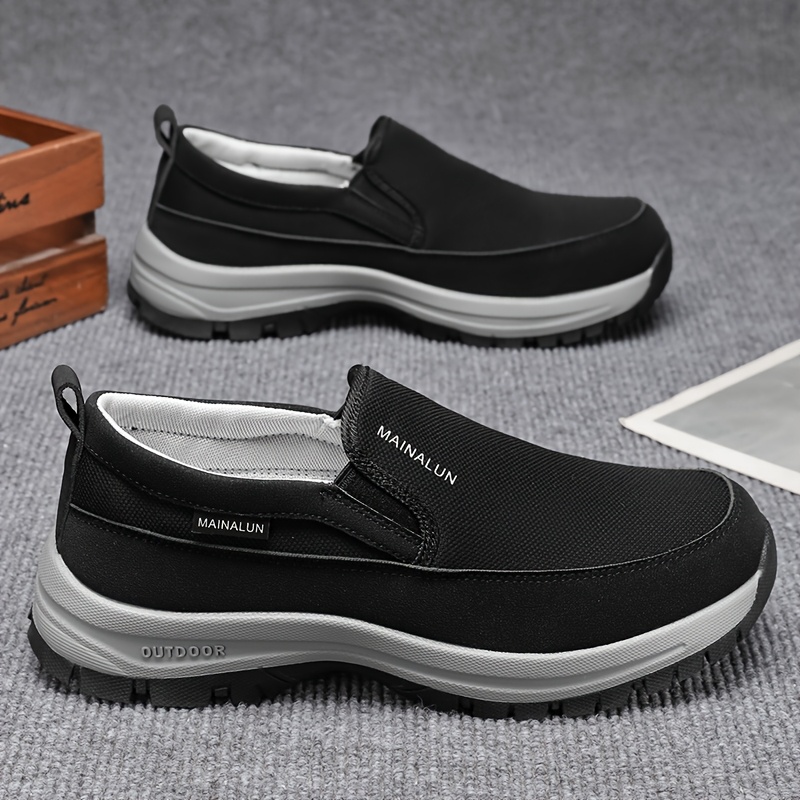 TEMU Men's Wide And Comfortable Non-slip Casual Shoes, Loafers, Solid Color Breathable Knit Suit, Thick Sole Lightweight Casual Shoes, Outdoor