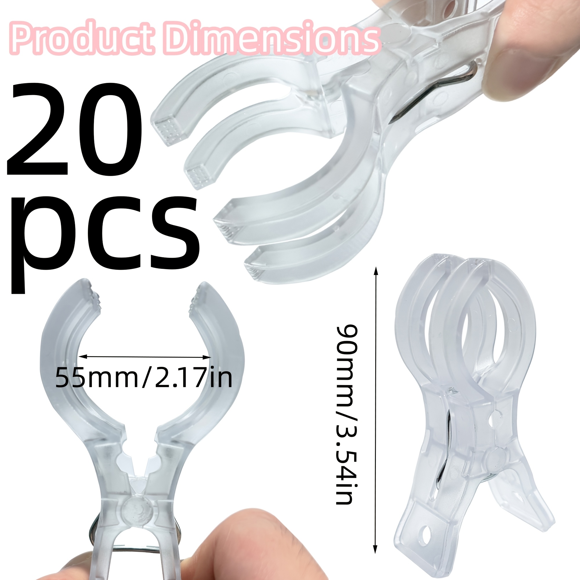TEMU 20/10/5pcs Large Balloon Arch Clips Plastic Transparent Backdrop Spring Clamps 3.5 Inch Heavy Duty Clip For Balloon Arch Kit Birthday Decoration