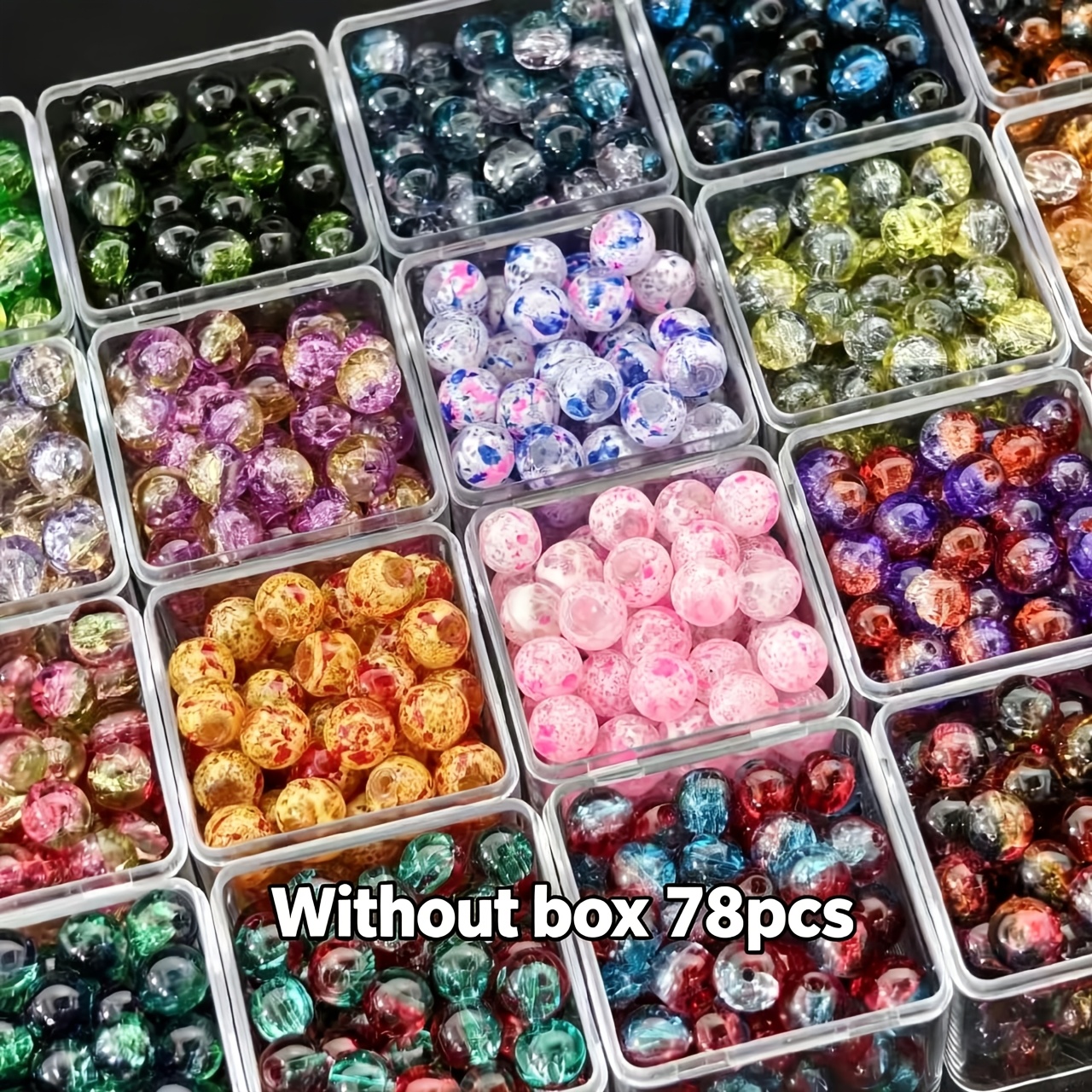 TEMU 78pcs 8mm Vintage Gilded Smudged Glass Round Beads, High-gloss Mixed Color Spacer Beads For Diy Bracelets, Keychains, Bag Charms, And Handmade