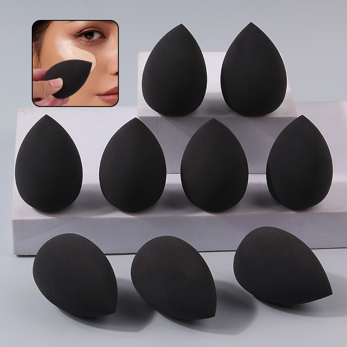 E-shop 9 Stück hochwertige tränenförmige Make-up-Schwämme, weiche widerstandsfähige puderfreie Make-up-Blender, multifunktionale Foundation-