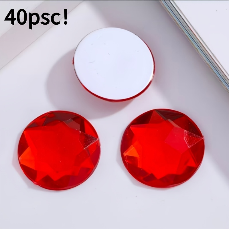 TEMU Lot de 40 pièces ! 1,9 cm (0,75 pouce) de diamètre, version agrandie, lumineuses en acrylique, support auto-adhésif, applicables à la décoration
