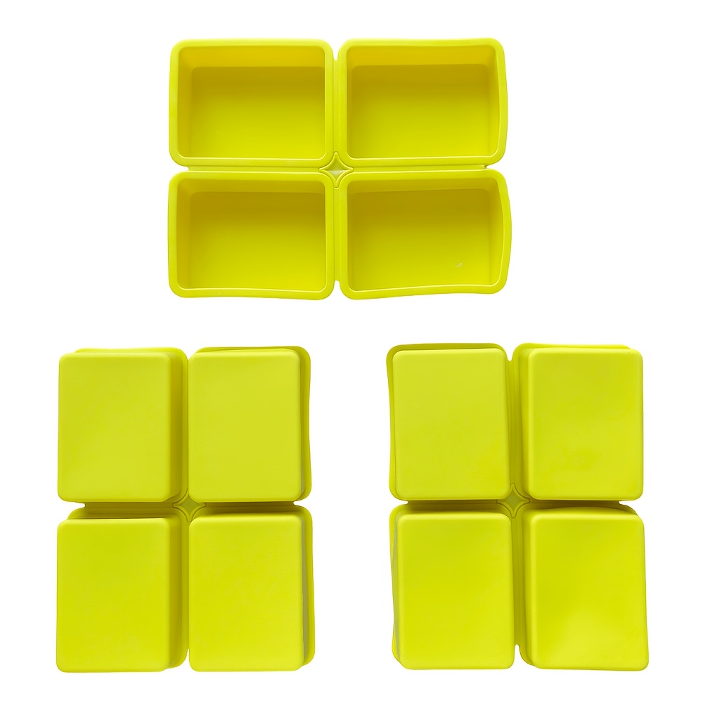 TEMU 3pcs 4 Cavity Rectangular Soap Silicone Mold Glue Pendant Soap Making Handicraft Aromatherapy Mold