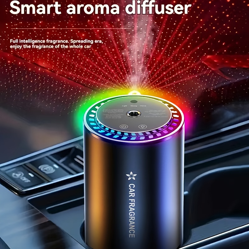 Smart Auto Lufterfrischer, 50ml Natürlicher Duft Auto Duft Lufterfrischer mit Sternenprojektor, 300 Tage Langanhaltend, Auto Ätherisches Öl Diffuser zur Geruchsbeseitigung, Automatisches Ein/Aus, Aroma Diffuser für Liebende