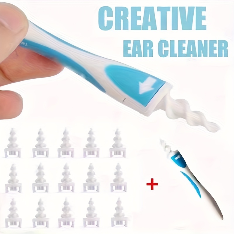 Set Of 1 - 16 Rotating + 1 Handle, Reusable Ear Picks With Rotating Spiral Ear Cleaners, Ear Plugs And Ear Scoops