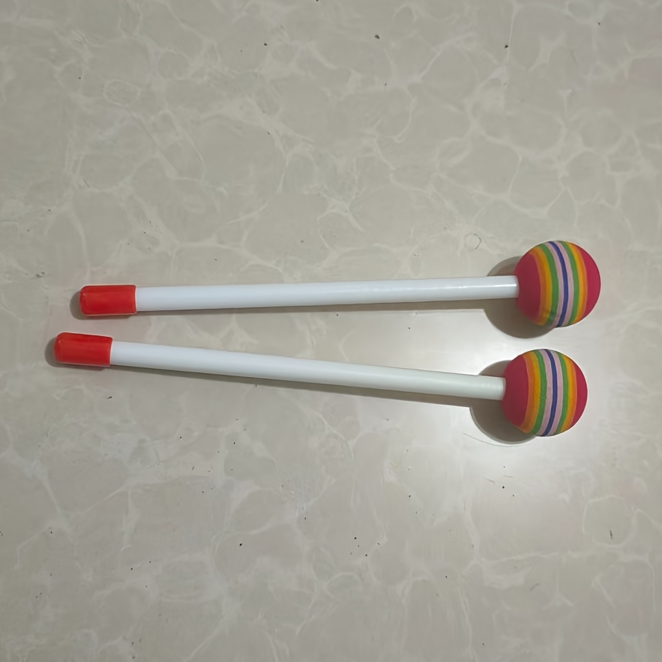 2pcs Rainbow Ball Drum - Colorful Percussion Sticks For Music Enthusiasts (drum Not Included)