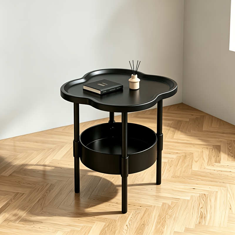 TEMU Modern Minimalist Small Coffee Table - 2-tier With Storage Shelf, Space-saving Sofa Side Table, Durable Plastic Assembly, Suitable For