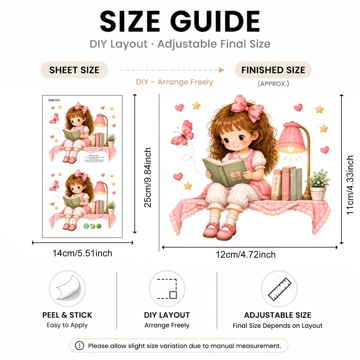 TEMU 1 pièce Autocollants muraux mignons pour interrupteur d'éclairage de lecture, papillon, livre, lampe, cœur, étoile, décalcomanies autocollantes