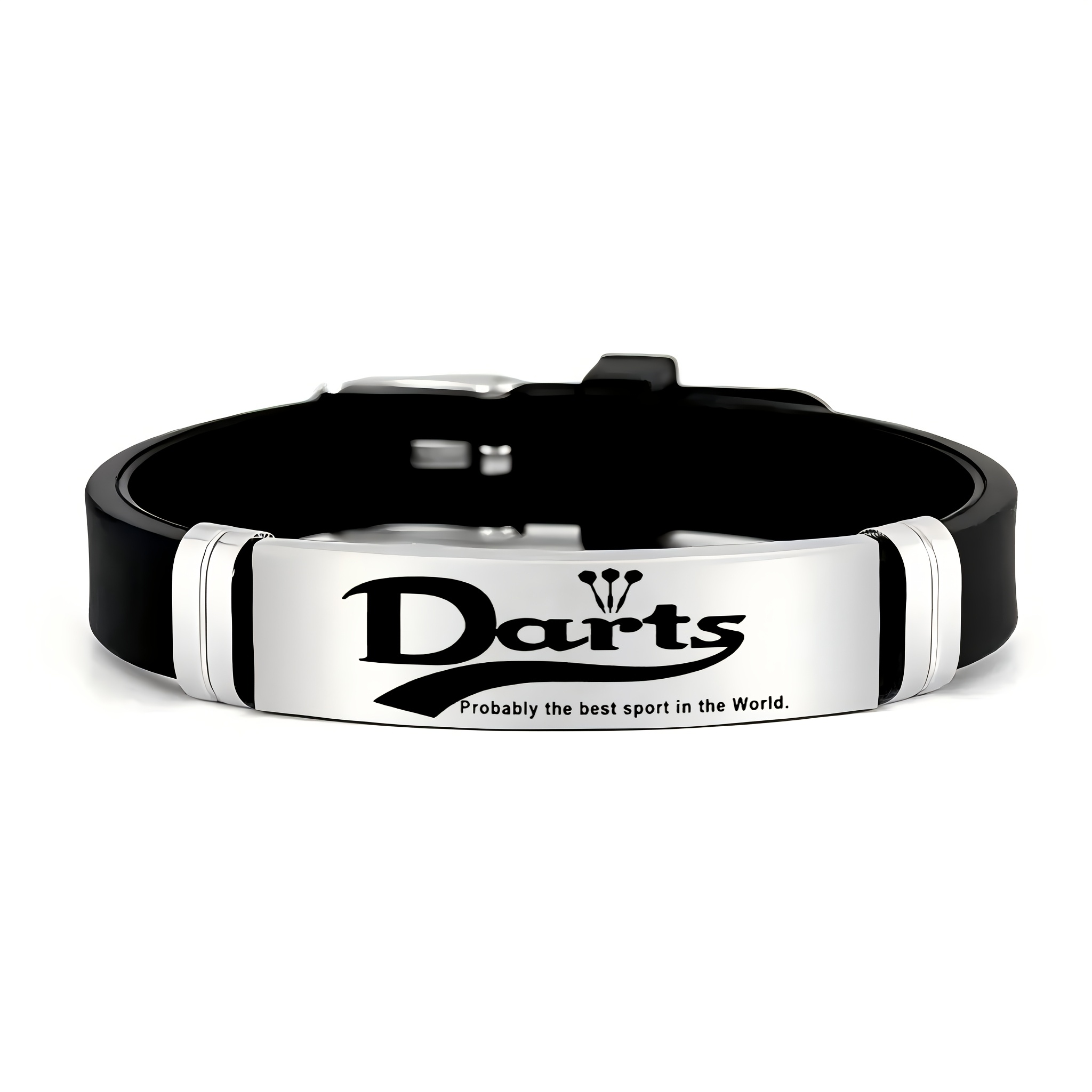 Image of " The Best The World" Funny Darts Quote Additions, 202 202 Stainless Steel Silicone Bracelet, Suitable For Darts Players And Fans - For Lovers On Holidays And Birthdays