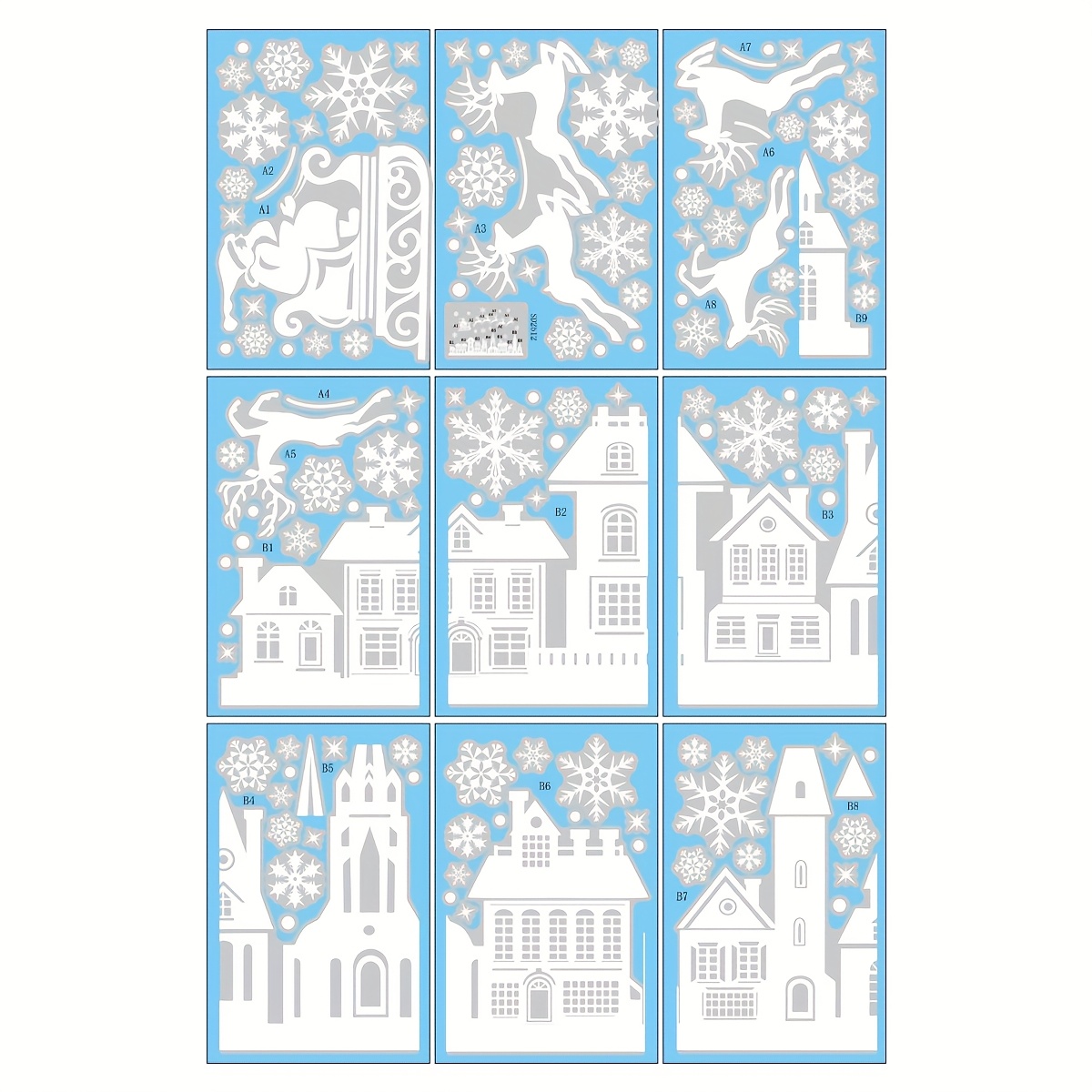 Image of 9 Sheets Christmas Snow Castle Window Clings For Glass Windows, Christmas Window Decals Christmas Decorations, Christmas Window Stickers For , Christmas Party Decorations