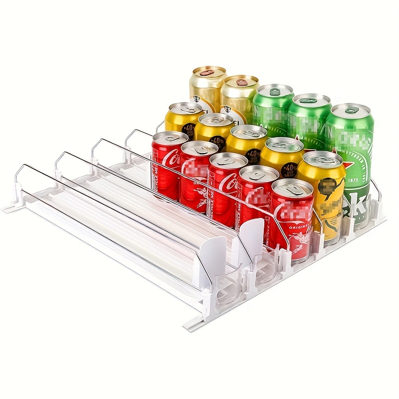 

5pcs Drink Organizer For Fridge - [stabilize-speed Damper] Automatic Pusher Glide Soda Drink Can Dispenser Beverage Organizer For Refrigerator, Adjustable For 6-20oz -5 Rows