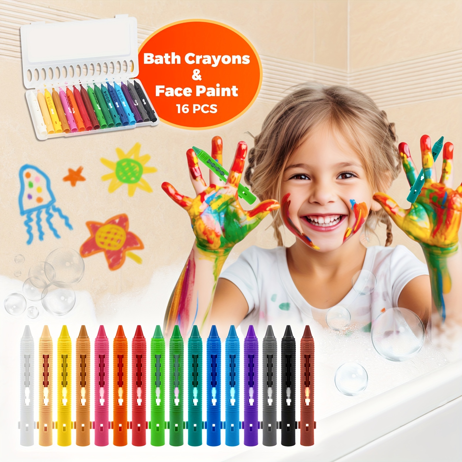 6pcs Bath Crayons Set Bathtub Crayons Washable Easy Clean Bath Time Crayons  Colorful Bathtub Markers Toys Shower Crayons Bath Paint For Toddlers Kids  Face Body Makeup Party Putter Crayon
