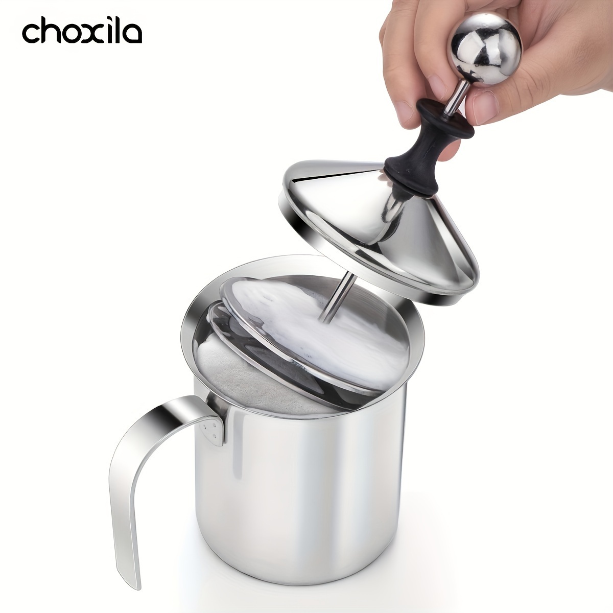 

Stainless Steel Milk Frothing Pitcher For Espresso Art - Manual Coffee Frother Cup, Kitchen & Cafe Essential