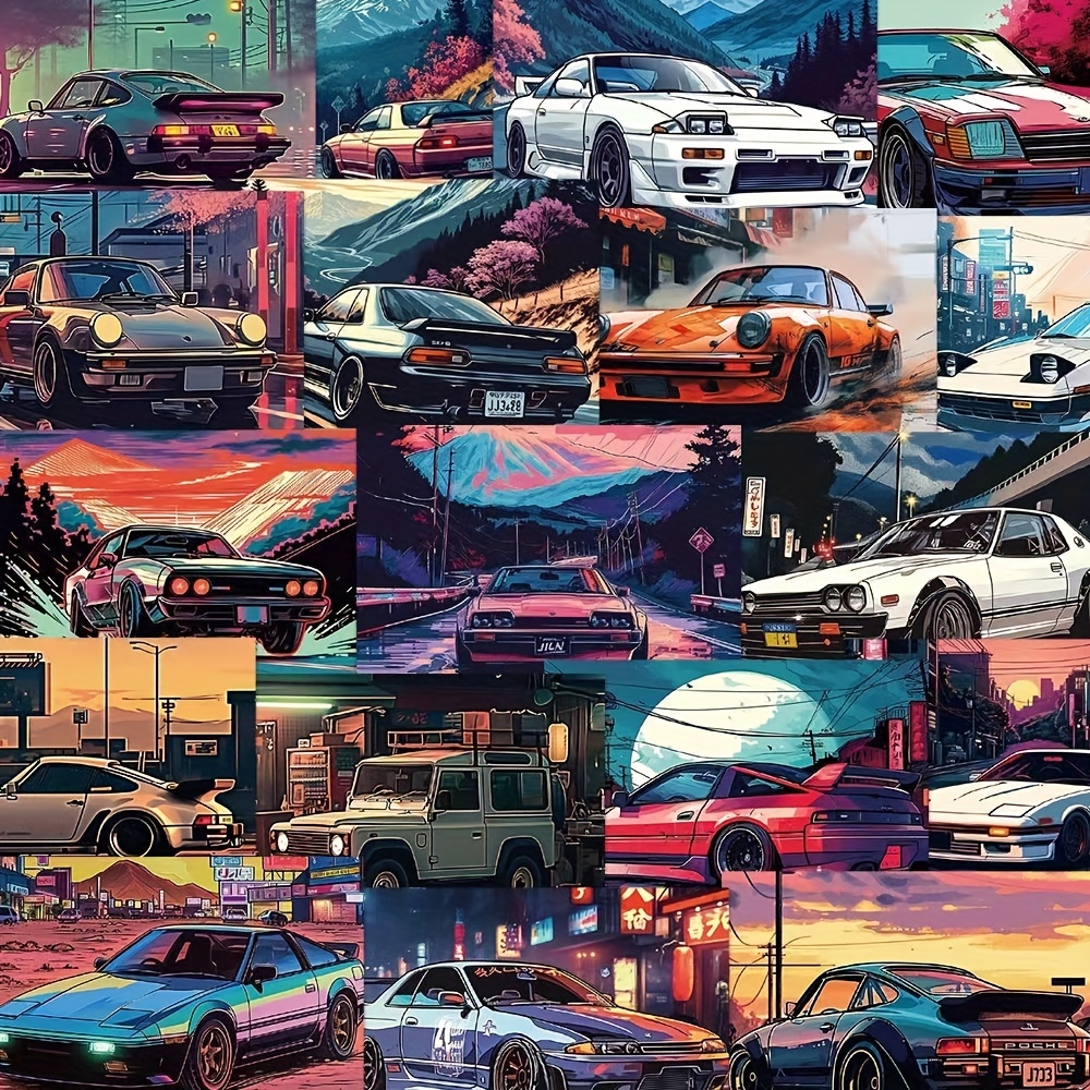 

50pcs Retro Japanese Jdm Racing Stickers - Waterproof, Perfect For Laptops, Helmets, Water Bottles & More