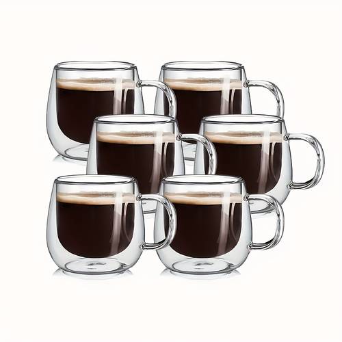 2 4 6 12pcs set 200ml double wall glass coffee cups high borosilicate insulated glass coffee cups espresso cup set latte cups americano cappuccino tea bags clear glass cups