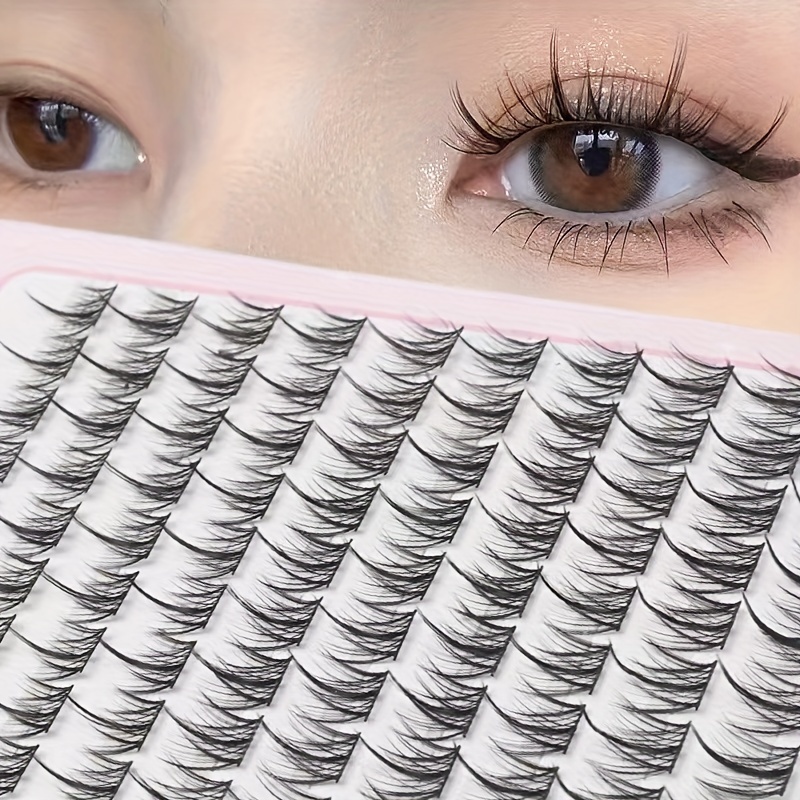 

100 Clusters C Eyelash Extensions, Natural Cross Style, Diy Individual Lash Clusters, Perfect Valentine's Day Gift, Easy Self-application Eyelashes