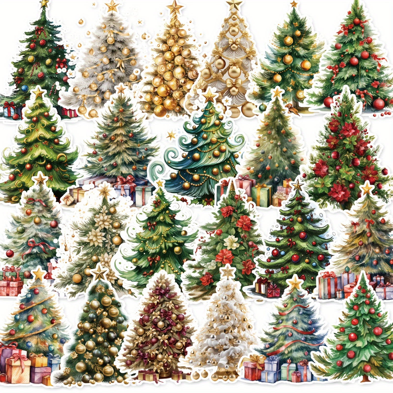 

46pcs Christmas Tree ,christmas Decorate For Junk Diy Crafts, For Water Bottles Laptops,phone