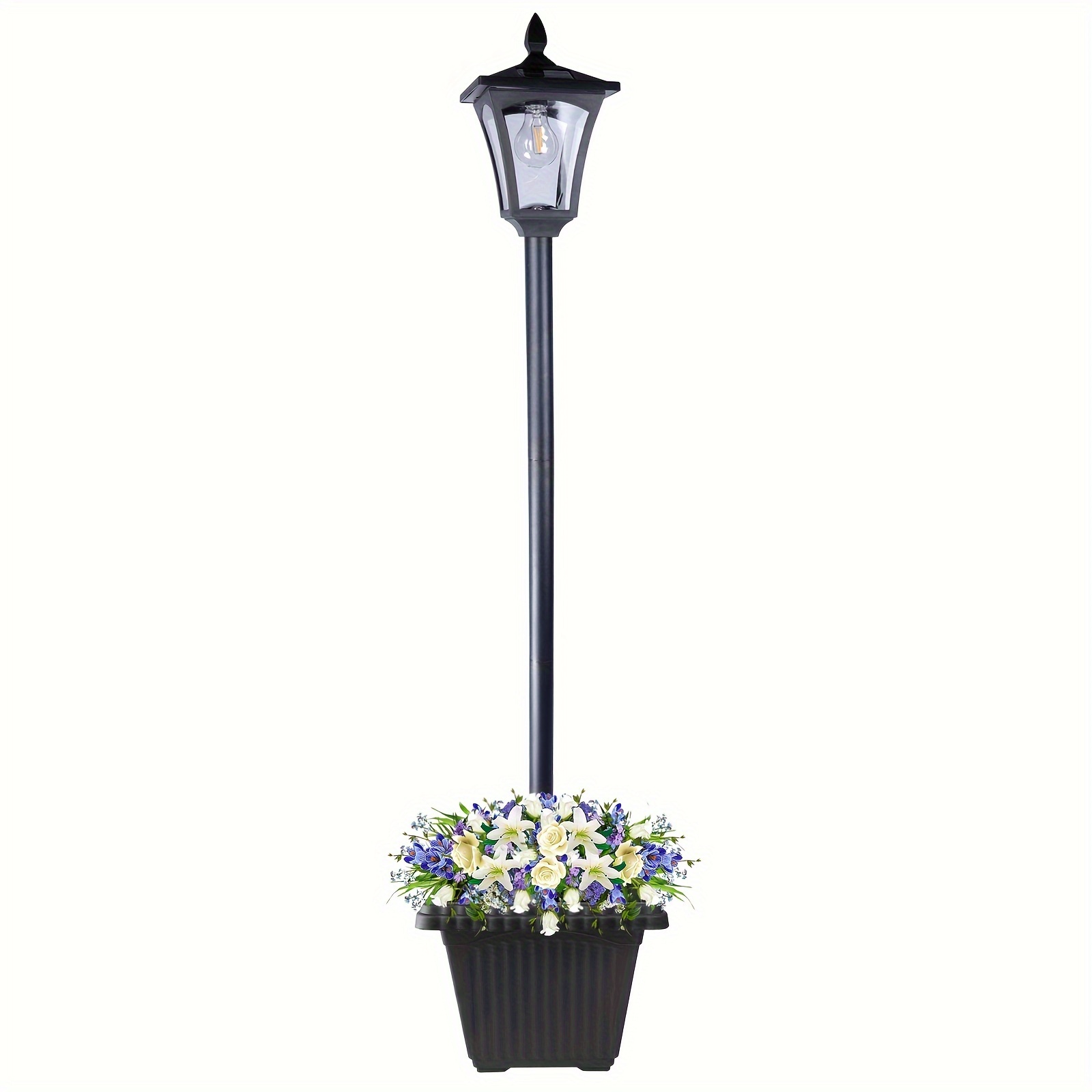 

63" Solar Lamp Post Light With Planter Solar Pole Light Outdoor Waterproof Solar Light Post Outside For Porch Yard Driveway Garden Patio Decor For Theme Park