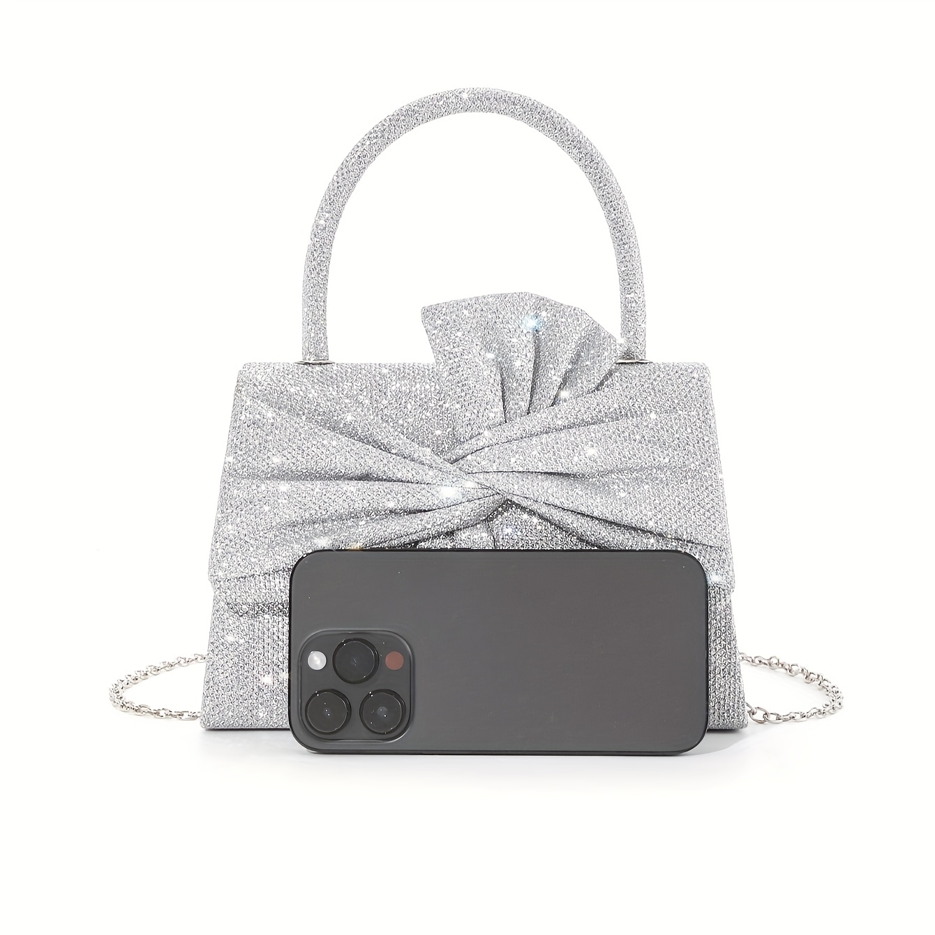 Sparkling Bow Tote Bag with Multi-Functional Carrying Options