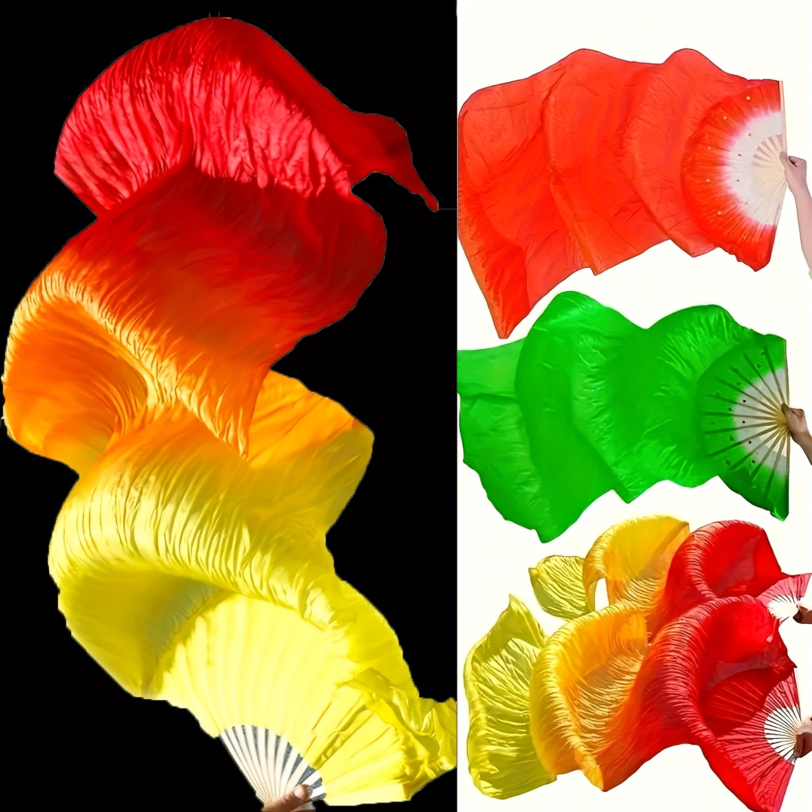 

1pc 180cm/70.87in Long Gradient Color Dance Fan, Dance Performance Props