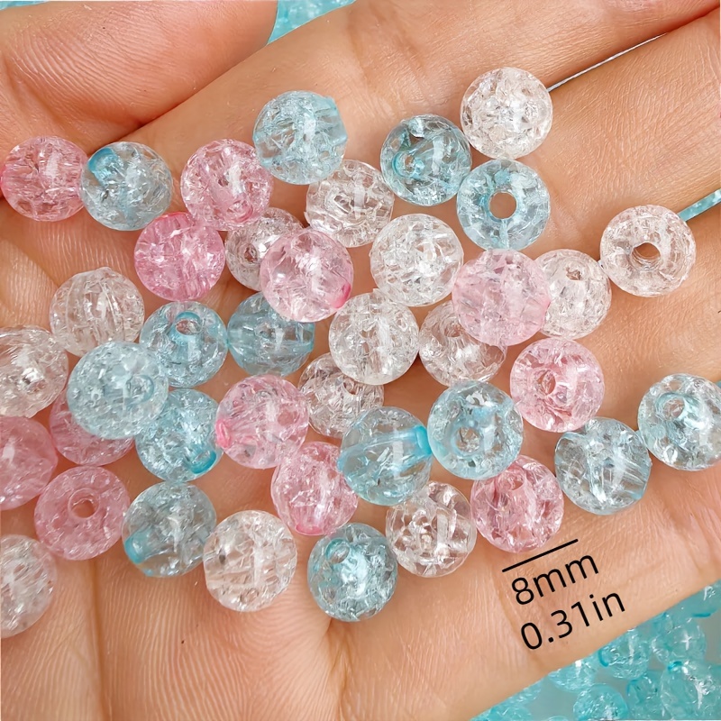 Tanstic Crackle Glasperlen Set – 282 Stück In 8 Farben, 8 Mm, Mit Kristallschnur & Schere | DIY Schmuckherstellung