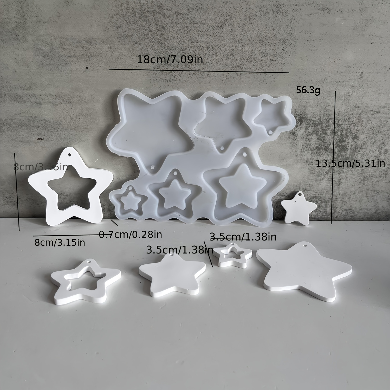 Image of Pentagram Pendant Hanging Silicone Mold, Christmas Tree Decoration, Plaster Resin Silicone Mold, Christmas Tree Decoration Additions, Room Decor Gifts