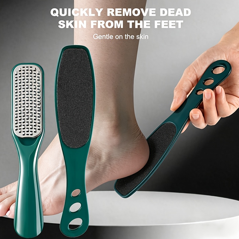 2pcs Dark Green Stainless Steel Double Sided Foot File Set, Foot Cleaner, Professional Foot Care Pedicure Stainless…: retailer-supplied image